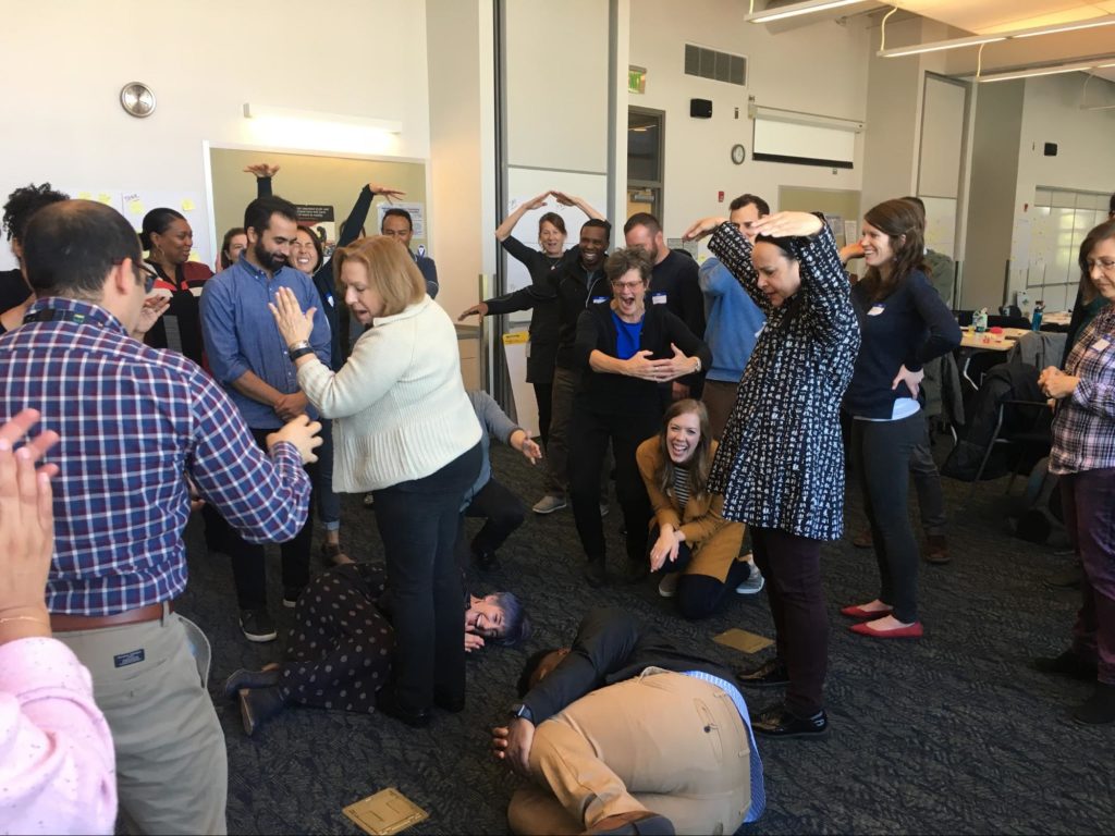 Some fun improv exercises rev up the team for creativity and collaboration.